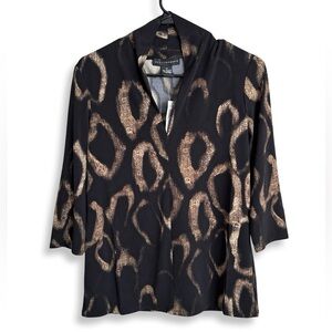 Grace Elements || Abstract Black and Brown Blouse || size M